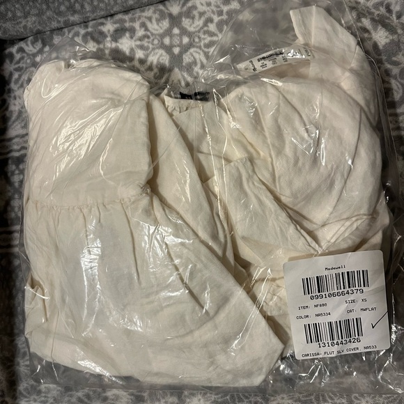 Madewell Linen Blend Flutter Sleeve Tiered Mini Dress NF890 Cream - Picture 6 of 8